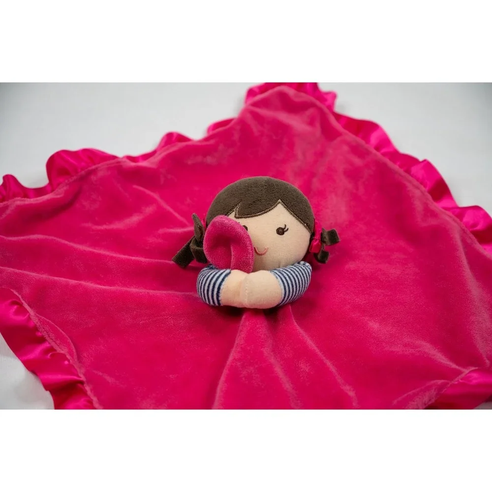 Carter's Doll Security Blanket Kids OS Pink Excellent Love You Satin Trim Plush